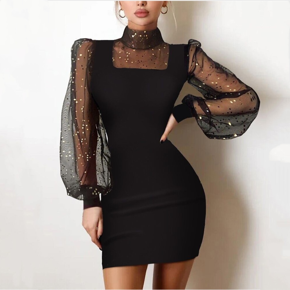 Women New Spring Elegant Patchwork Hollow Out Mini Dress